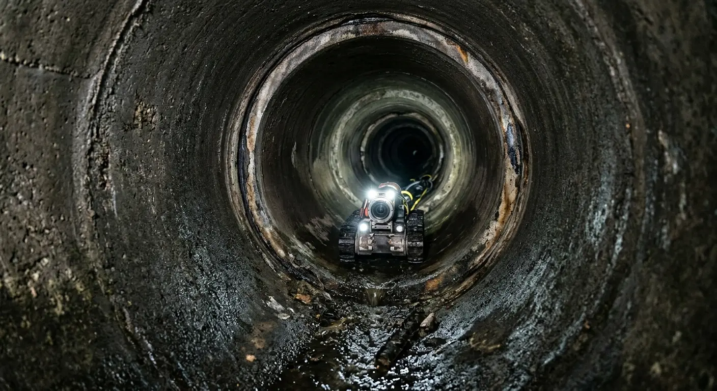 Robotic sewer camera inspecting pipe interior for Drain Snake Service in Wilmington Island